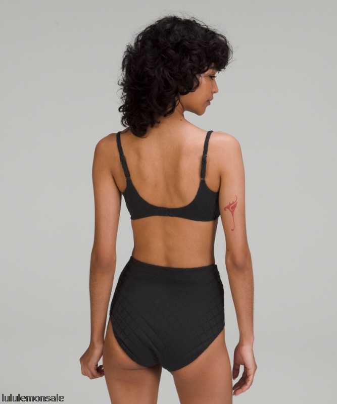 Lululemon Damen DELULU494 | Schwarz Diamond Grid Badeoberteil A/b Cup